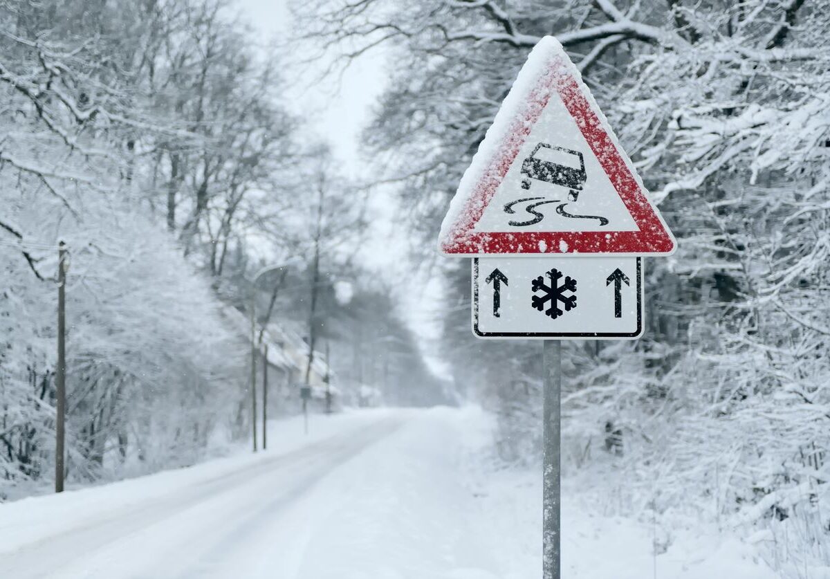 A winter tire demonstrates the directional nature of the tread.