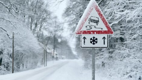 A winter tire demonstrates the directional nature of the tread.